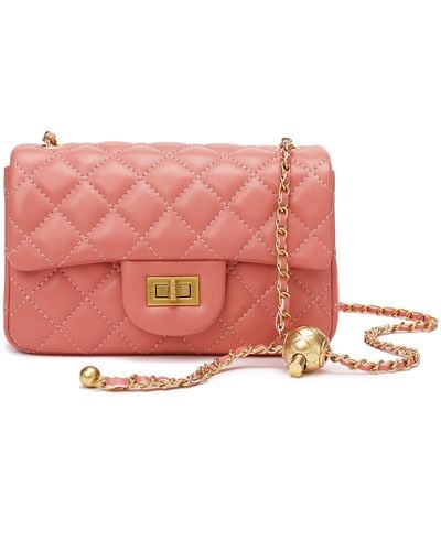 Tiffany & Fred Quilted Sheepskin Leather Crossbody Bag - Pink