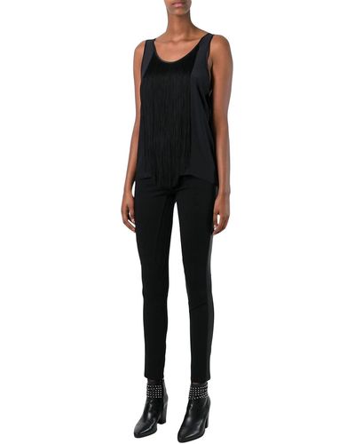 Barbara Bui Silk Fringe Top In Black