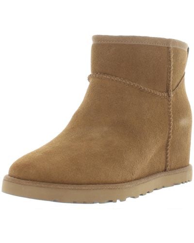 UGG Classic Femme Mini Suede Ankle Wedge Boots - Brown