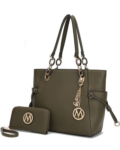 MKF Collection by Mia K Yale Vegan Leather Tote Handbag With Wallet- 2 Psc - Green