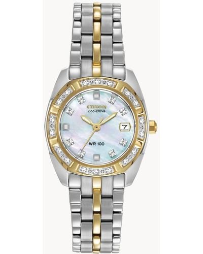 Citizen Eco-drive Watch With Diamond Accents And Date - Metallic