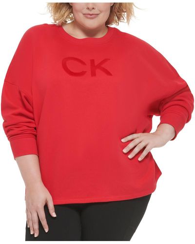 Calvin Klein Plus Crewneck Fitness Sweatshirt - Red
