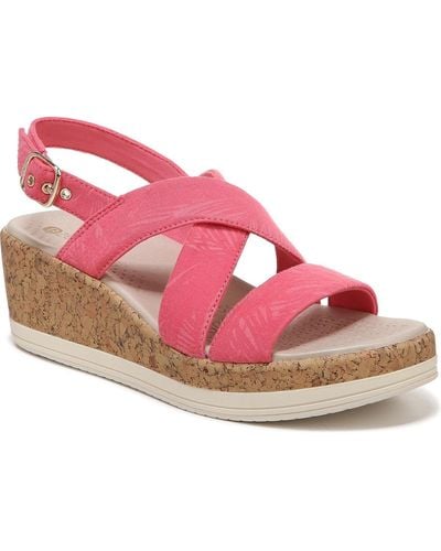 Bzees Radiant Open Toe Ankle Strap Wedge Sandals - Pink