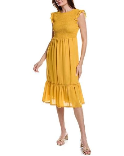 Nanette Lepore Crepe Chiffon Midi Dress - Yellow