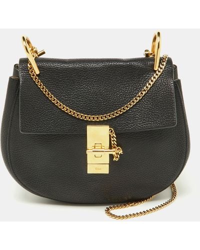 Chloé Leather Medium Drew Shoulder Bag - Black
