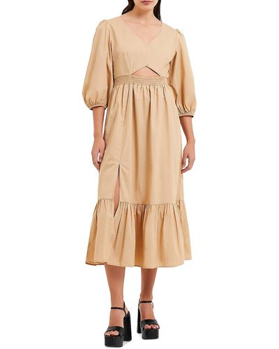 French Connection Daytime Keyhole Midi Dress - Natural