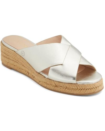 Jack Rogers Slotted Sloan Leather Slip-on Wedge Sandals - White