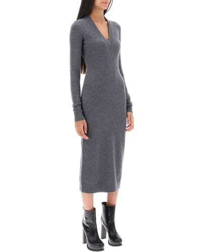 Sportmax 'divo' Knitted Midi Dress - Gray