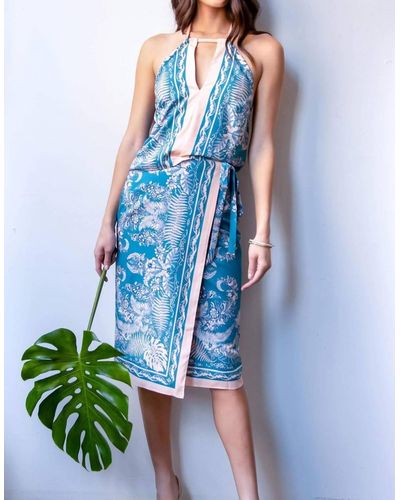 Eva Franco Botanical Skirt Set - Blue