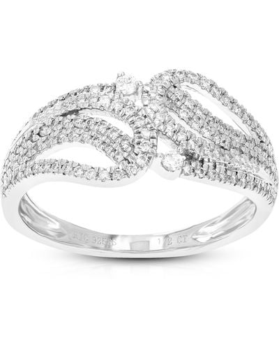 Vir Jewels 1/2 Cttw Round Lab Grown Diamond Engagement Ring .925 Sterling Prong Set - Metallic