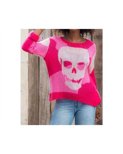 Wooden Ships Camo Skull Sweater - Pink