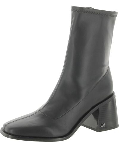 Sam Edelman Faux Leather Square Toe Mid-calf Boots - Gray