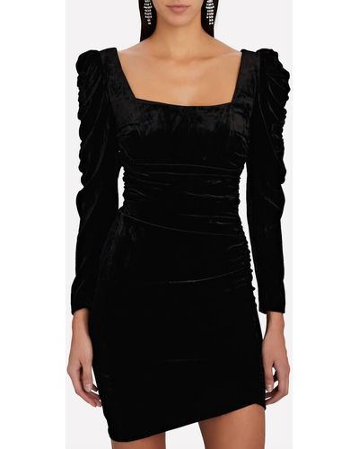Veronica Beard Toki Asymmetric Ruched Velvet Dress - Black