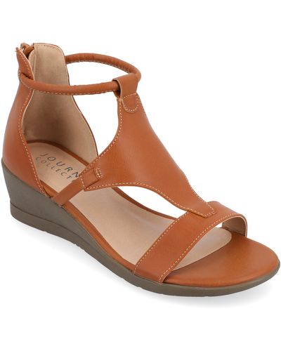 Journee Collection Trayle Sandal Wedge - Brown