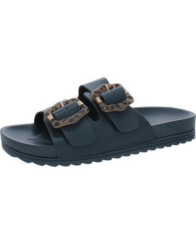 Muk Luks Grand Cayman Faux Leather Adjustable Slide Sandals - Blue