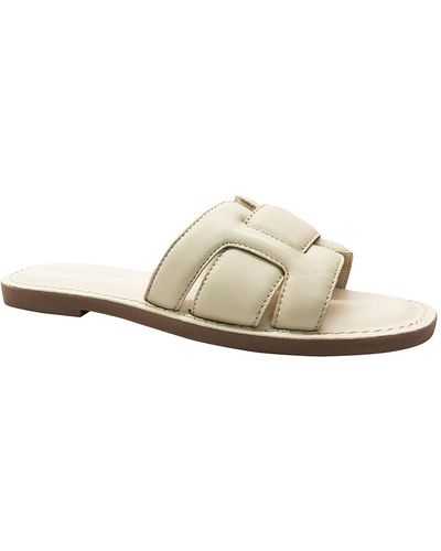 Kenneth Cole Aiden Leather Peep-toe Slide Sandals - White