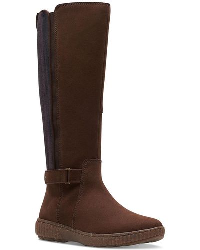 Clarks Caroline Leather Pull On Knee-high Boots - Brown
