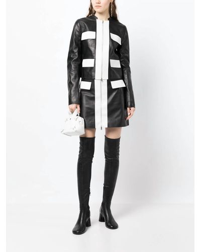 Elie Saab Two-tone Leather Mini Skirt - Black