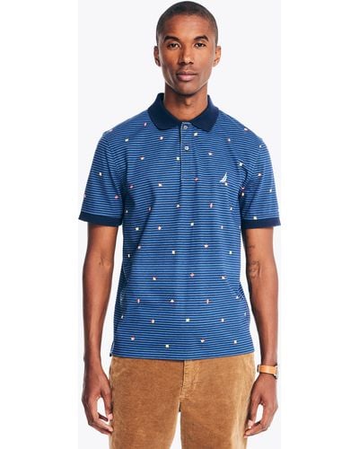 Nautica Sustainably Crafted Classic Fit Printed Polo - Blue