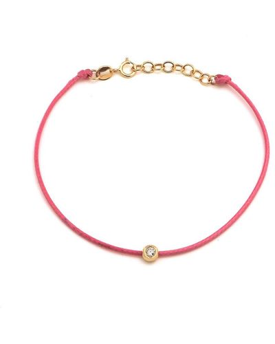 Monary Diamond Bezel Set Bracelet ( Cord) 6.5+1" - Red