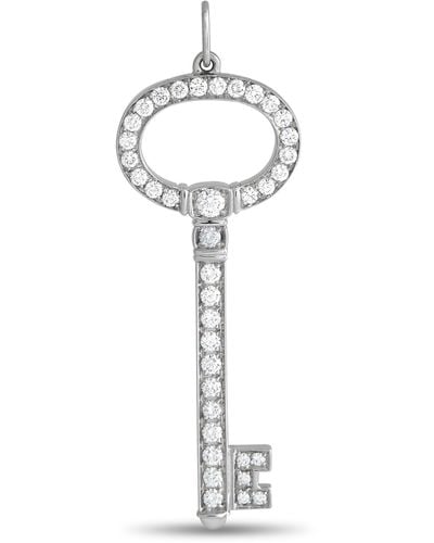 Tiffany & Co. Platinum 0.58ct Diamond Key Pendant - Metallic