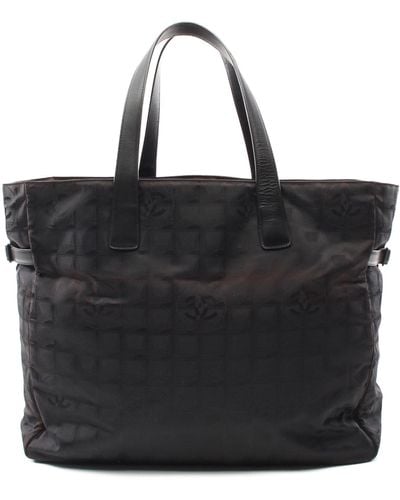 Chanel New Travel Line Tgm Shoulder Bag Tote Bag Nylon Canvas Leather - Black