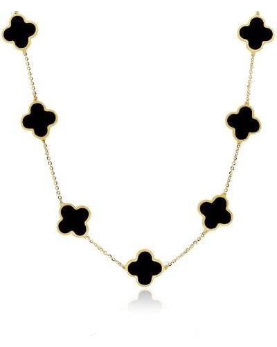The Lovery Large Onyx Clover Necklace - Natural
