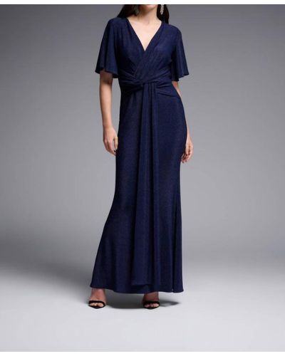Joseph Ribkoff Solid Lurex Fit And Flare Maxi Dress - Blue