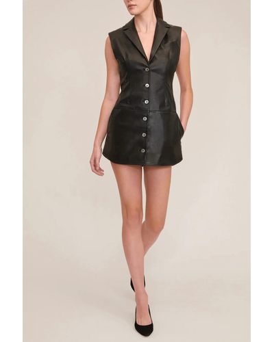 Marissa Webb Enzo Leather Open Back Mini Dress - Black