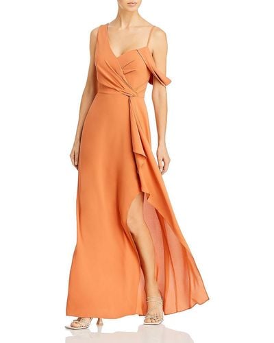 BCBGMAXAZRIA Asymmetric Maxi Evening Dress - Orange
