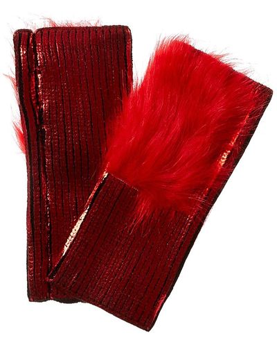 Adrienne Landau Metallic Gloves - Red