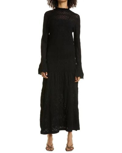 Haute Hippie Diana Pointelle Maxi Dress In Black