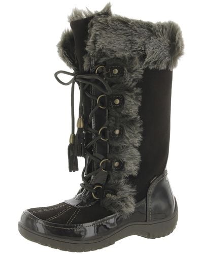 Sporto Miley Leather Faux Fur Lined Winter & Snow Boots - Black
