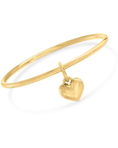 Ross-Simons Italian Andiamo 14kt Yellow Gold Over Resin Heart Charm Bangle Bracelet For - Metallic