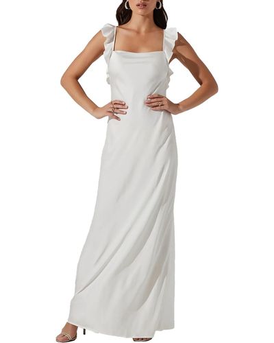 Astr Bryna Satin Long Slip Dress - White
