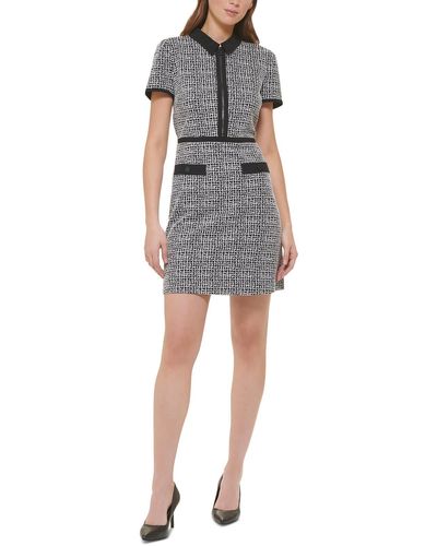 Karl Lagerfeld Pattern Tweed Shift Dress - Gray