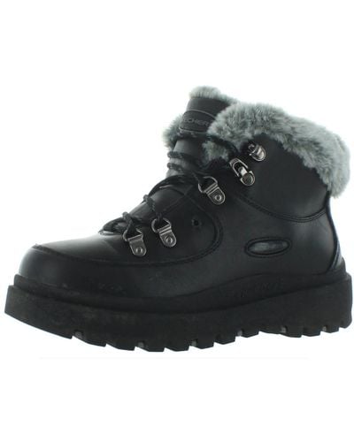 Skechers Shindigs-lookin' Kool Leather Faux Fur Winter Boots - Black