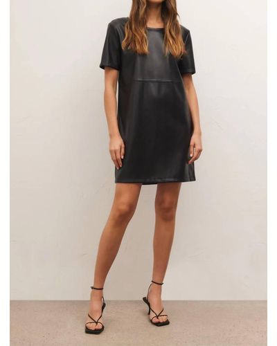 Z Supply London Faux Leather Mini Dress - Black