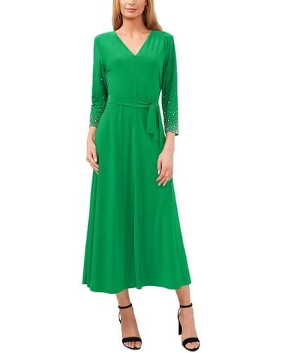 Msk Knit Beaded Midi Dress - Green