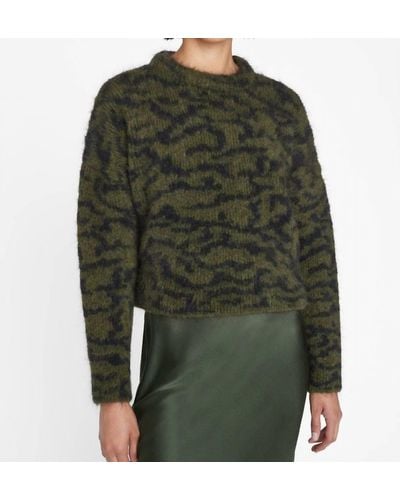 FRAME Abstract Jacquard Crew Sweater - Green