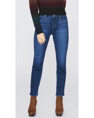 PAIGE Cindy High Rise Straight Ankle Jeans - Blue
