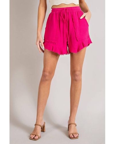 Eesome Mineral Washed Drawstring Shorts - Pink