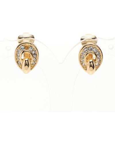 Dior Earrings Gp Rhinestone Gold Clear - Metallic