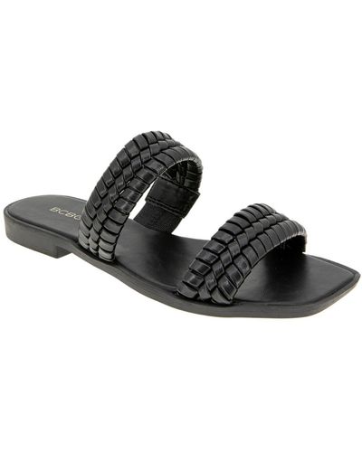 BCBGeneration Lara Faux Leather Braided Slide Sandals - Black