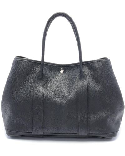 Hermès Garden Party Pm Handbag Tote Bag Negonda Leather Silver Hardware □k Stamp - Black