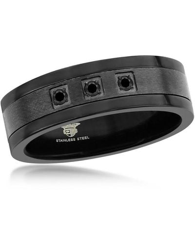 Black Jack Jewelry Stainless Steel Cz Band Ring - Black