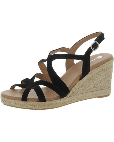 Eric Michael Lindsey Suede Ankle Strap Wedge Sandals - Black