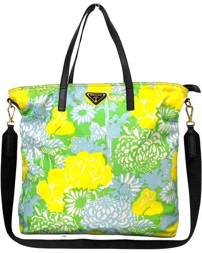 Prada Flower Synthetic Tote Bag (pre-owned) - Yellow