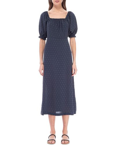 B Collection By Bobeau Clip Dot Long Midi Dress - Blue