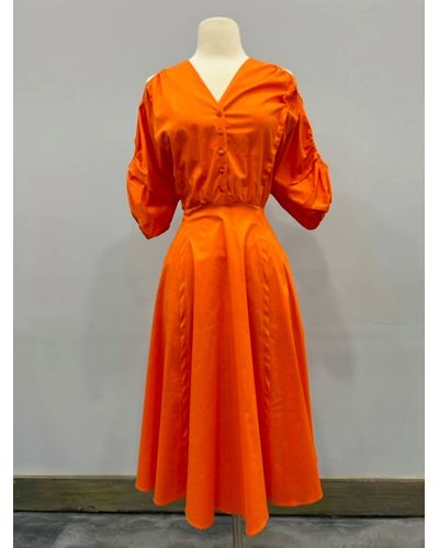 Vivetta Button Front Midi Dress - Orange